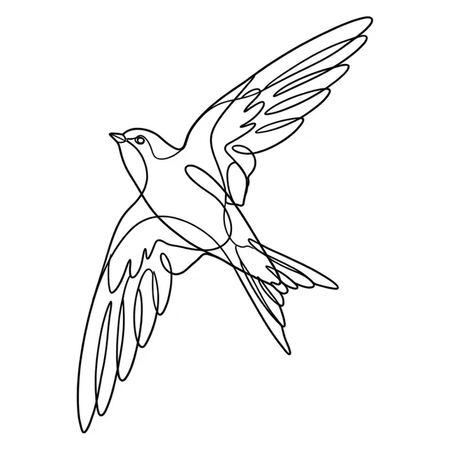 linework Bird tattoo design, black and grey