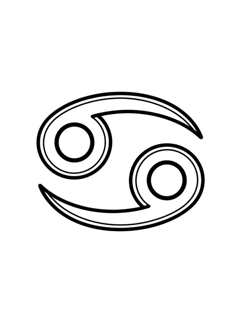 Black and white linework cancer sign tattoo design, outline stencil