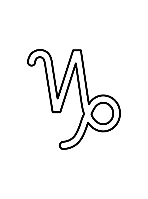 Black and white linework capricorn tattoo design, outline stencil