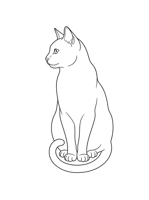 Black and white linework cat tattoo design, outline stencil