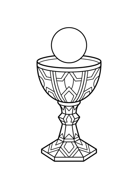 Black and white linework chalice tattoo design, outline stencil
