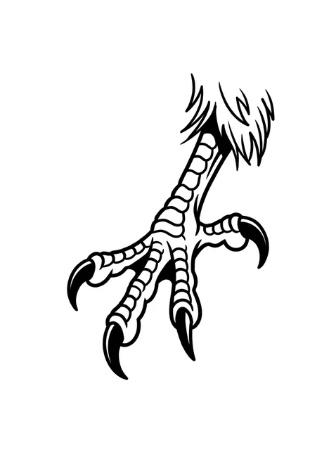 Black and white linework claw tattoo design, outline stencil