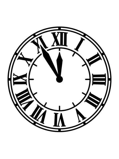 clock tattoo stencil, linework outline