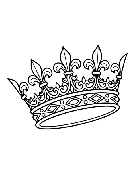 Black and white linework crown tattoo design, outline stencil