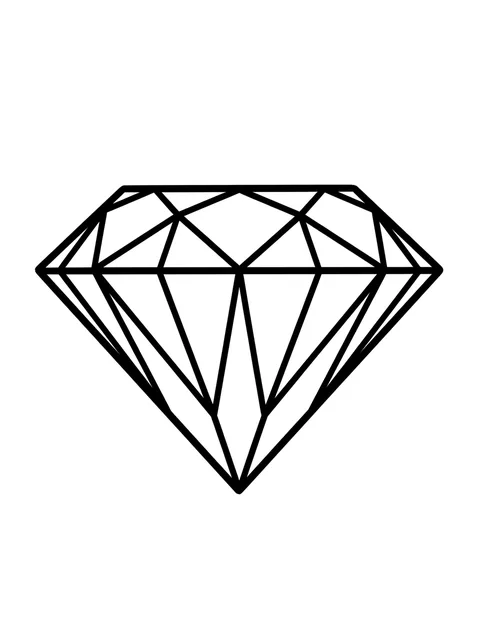 Black and white linework diamond tattoo design, outline stencil
