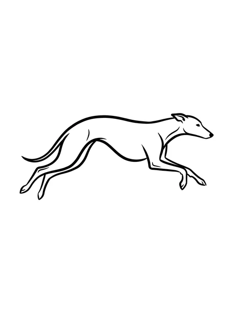 Black and white linework dog tattoo design, outline stencil