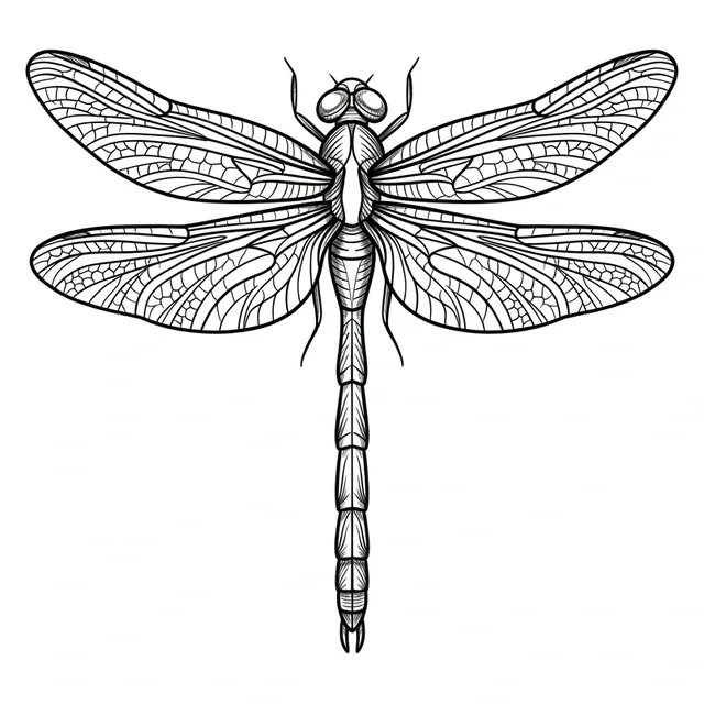 linework Dragonfly tattoo design, black and grey