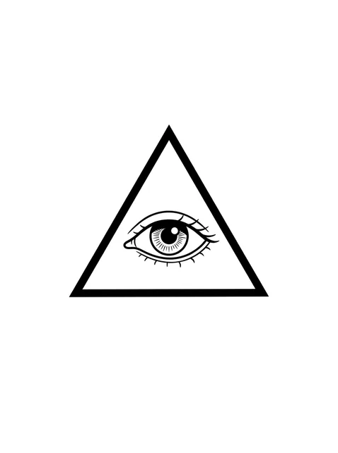 Black and white linework eye tattoo design, outline stencil: the Eye of Providence