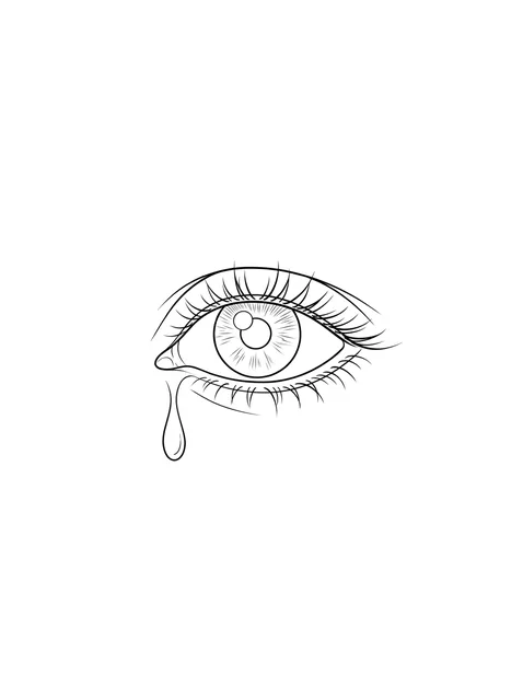 Black and white linework eye tattoo design, outline stencil