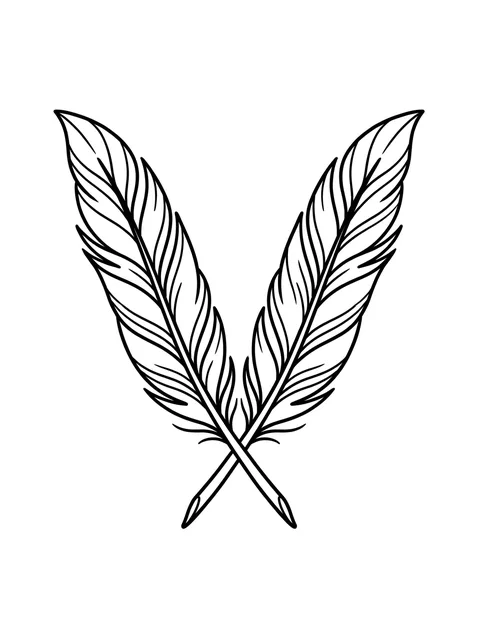 linework Feather tattoo design, black and grey