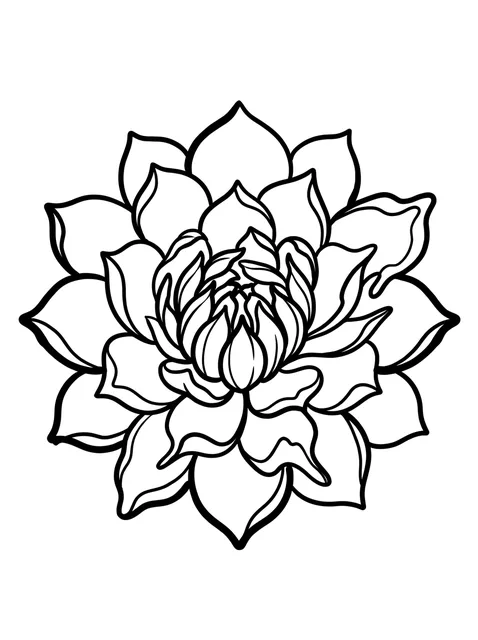 Black and white linework flower tattoo design, outline stencil