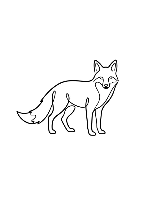 Black and white linework fox tattoo design, outline stencil