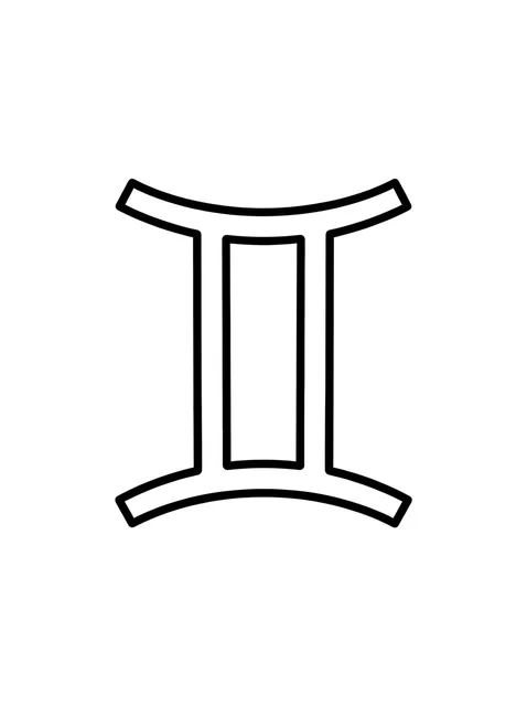 Black and white linework gemini tattoo design, outline stencil