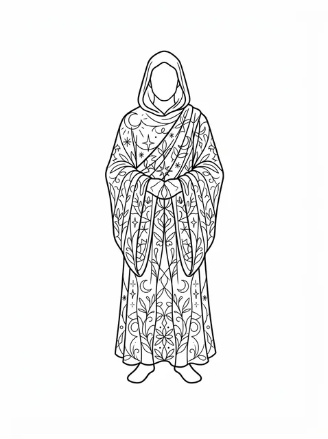 Black and white linework ghost tattoo design, outline stencil