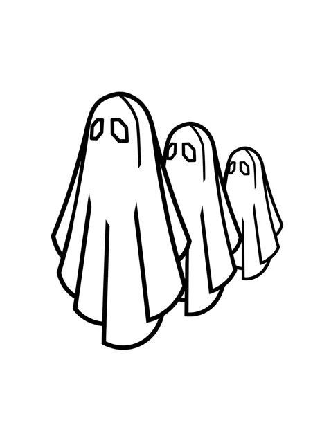 Black and white linework ghost tattoo design, outline stencil