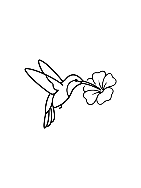 linework Hummingbird tattoo design, black and grey