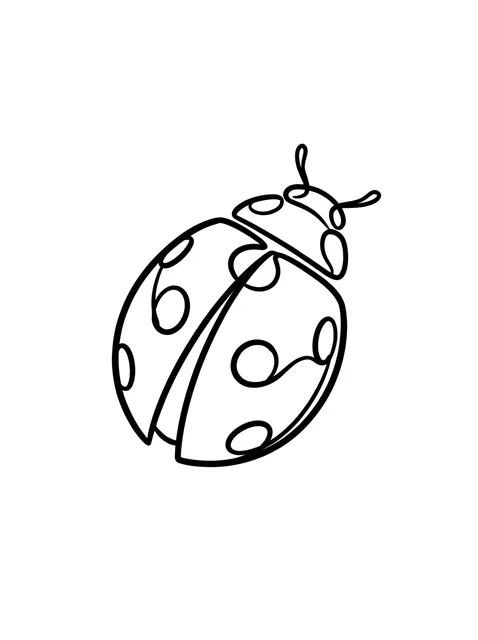 Black and white linework ladybug tattoo design, outline stencil