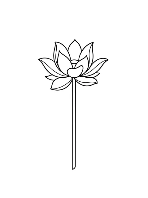 Black and white linework lotus and flower tattoo design, outline stencil
