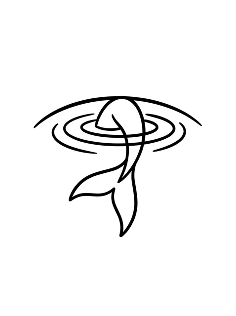 Black and white linework mermaid tattoo design, outline stencil