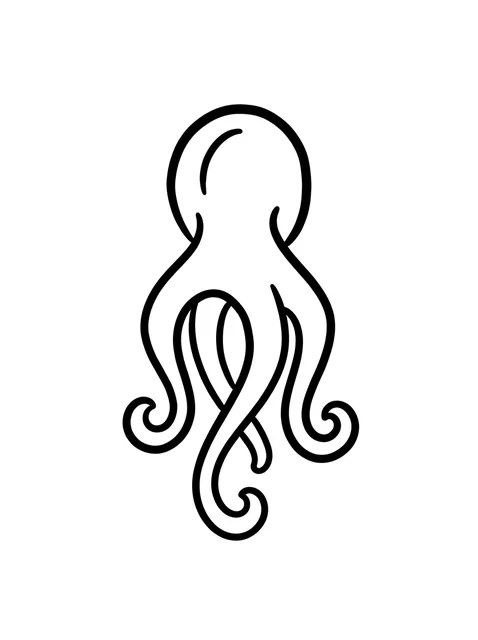 Black and white linework octopus tattoo design, outline stencil