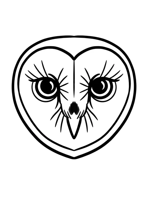 Black and white linework owl tattoo design, outline stencil