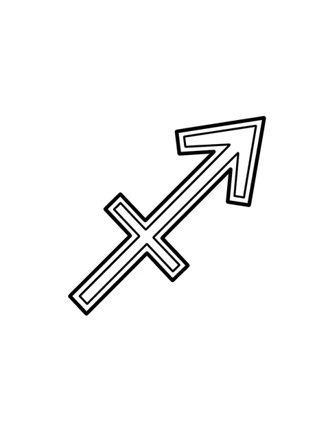 Black and white linework sagittarius tattoo design, outline stencil