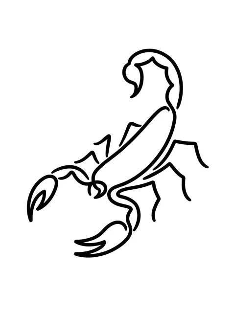 Black and white linework scorpion tattoo design, outline stencil