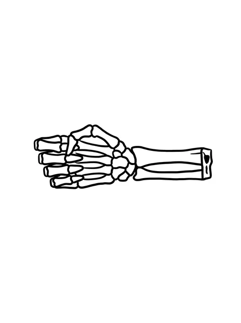 Black and white linework skeleton hand and hand tattoo design, outline stencil