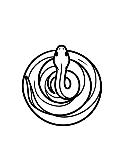 Black and white linework snake tattoo design, outline stencil