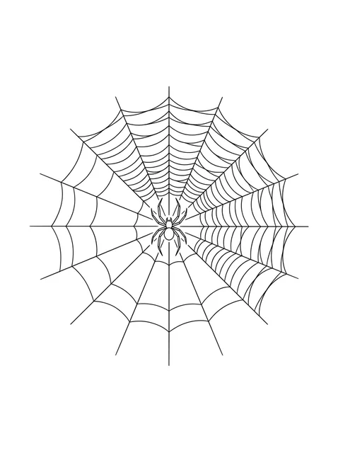 Black and white linework spider and web tattoo design, outline stencil