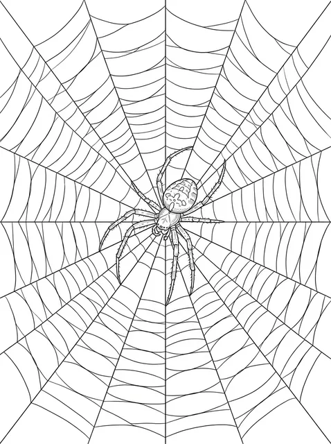 Black and white linework spider tattoo design, outline stencil