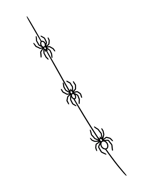 Black and white linework spider tattoo design, outline stencil