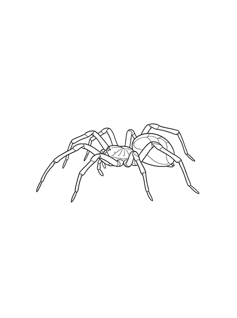 Black and white linework spider tattoo design, outline stencil: a detailed spider