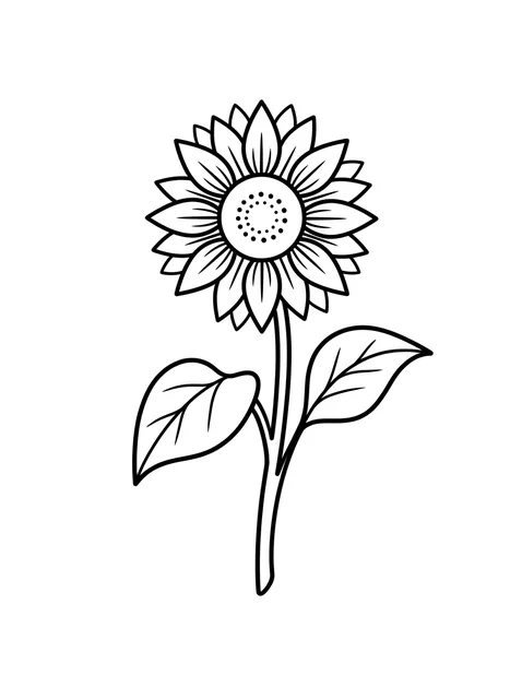 Black and white linework sunflower and flower tattoo design, outline stencil