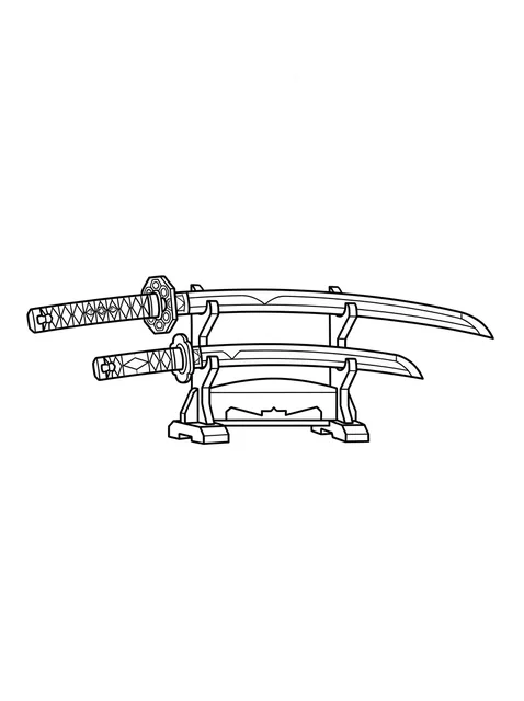 Black and white linework sword tattoo design, outline stencil