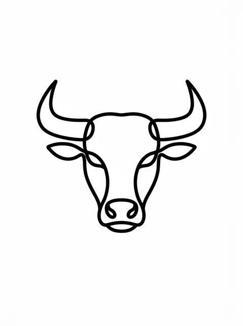 Black and white linework taurus and bull tattoo design, outline stencil