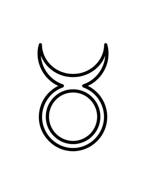 Black and white linework taurus tattoo design, outline stencil