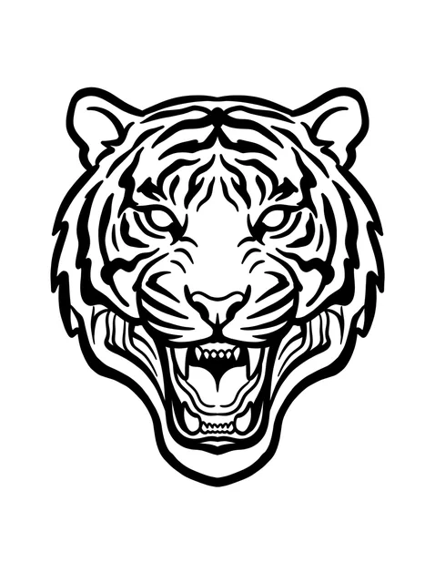 linework Tiger tattoo design, black and grey