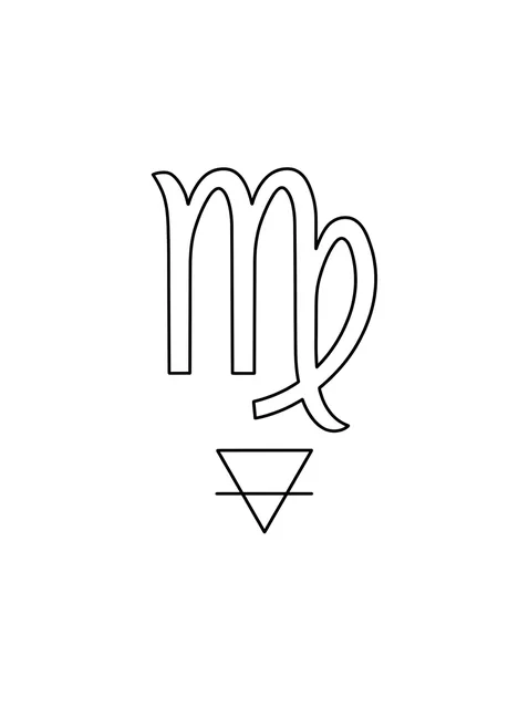 Black and white linework virgo tattoo design, outline stencil