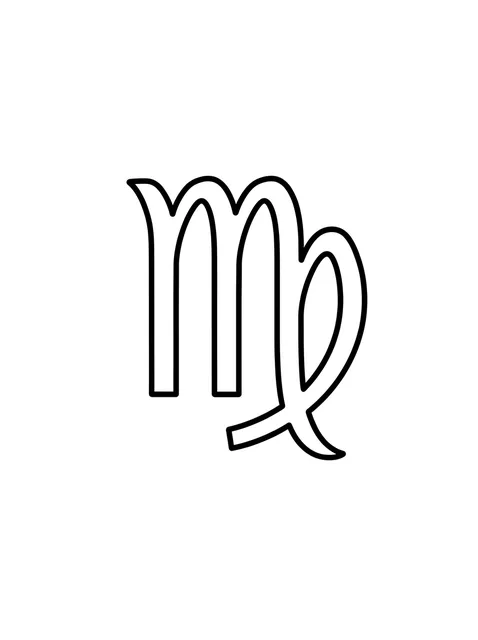 Black and white linework virgo tattoo design, outline stencil