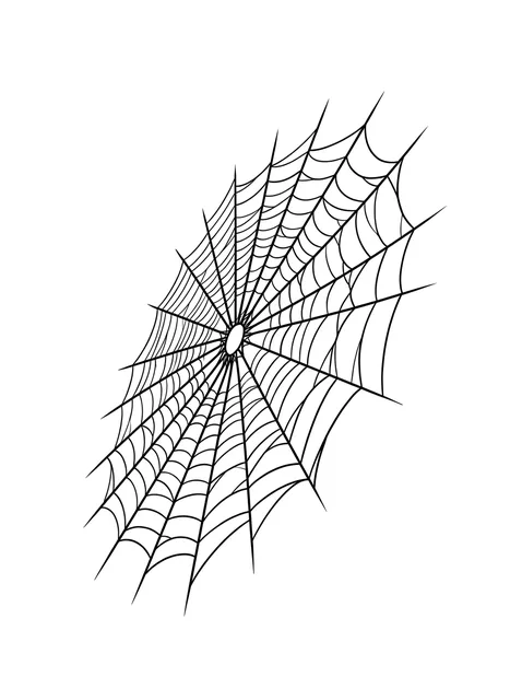 Black and white linework web tattoo design, outline stencil: a classic spider web