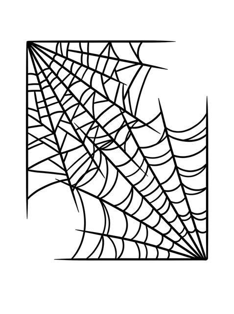 Black and white linework web tattoo design, outline stencil: a spider web