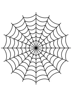 Black and white linework web tattoo design, outline stencil: a classic spider web