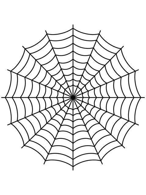 Black and white linework web tattoo design, outline stencil: a spider web