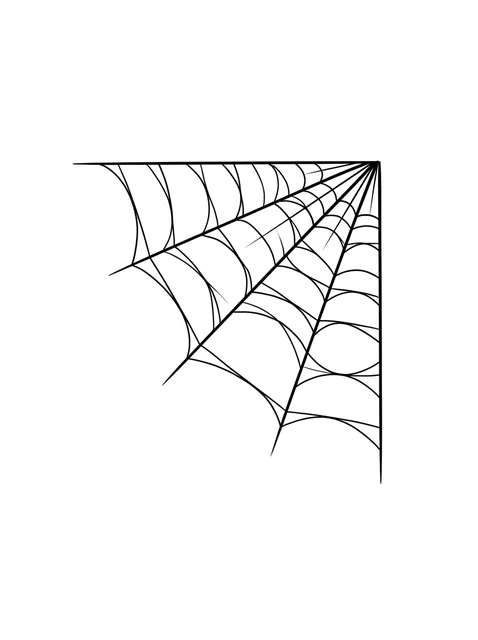 Black and white linework web tattoo design, outline stencil: a spider web