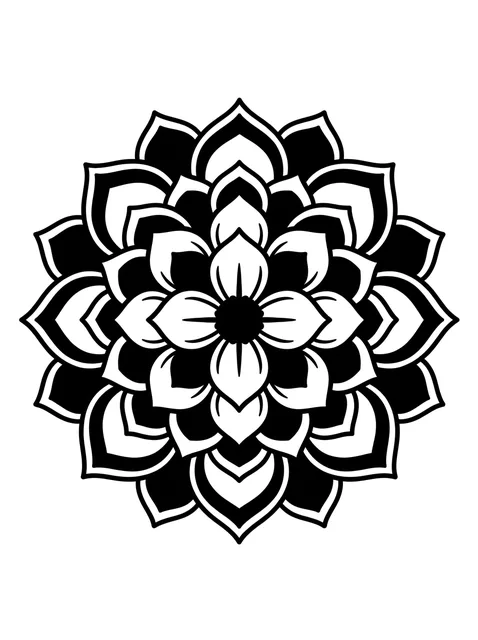 Black and white flower and mandala tattoo design