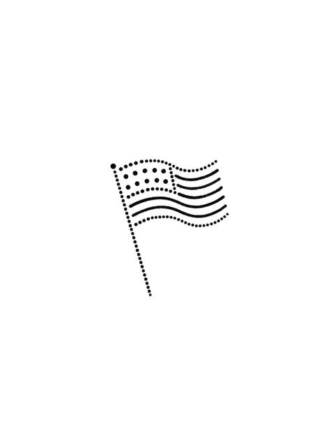 Black and white minimalist american flag tattoo design, outline stencil