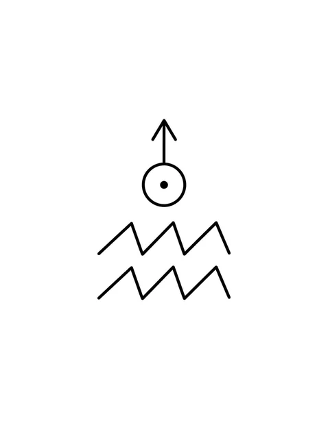 Black and white minimalist aquarius tattoo design, outline stencil