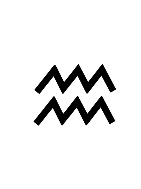 Black and white minimalist aquarius tattoo design, outline stencil