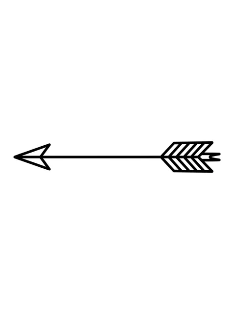 Black and white minimalist arrow tattoo design, outline stencil